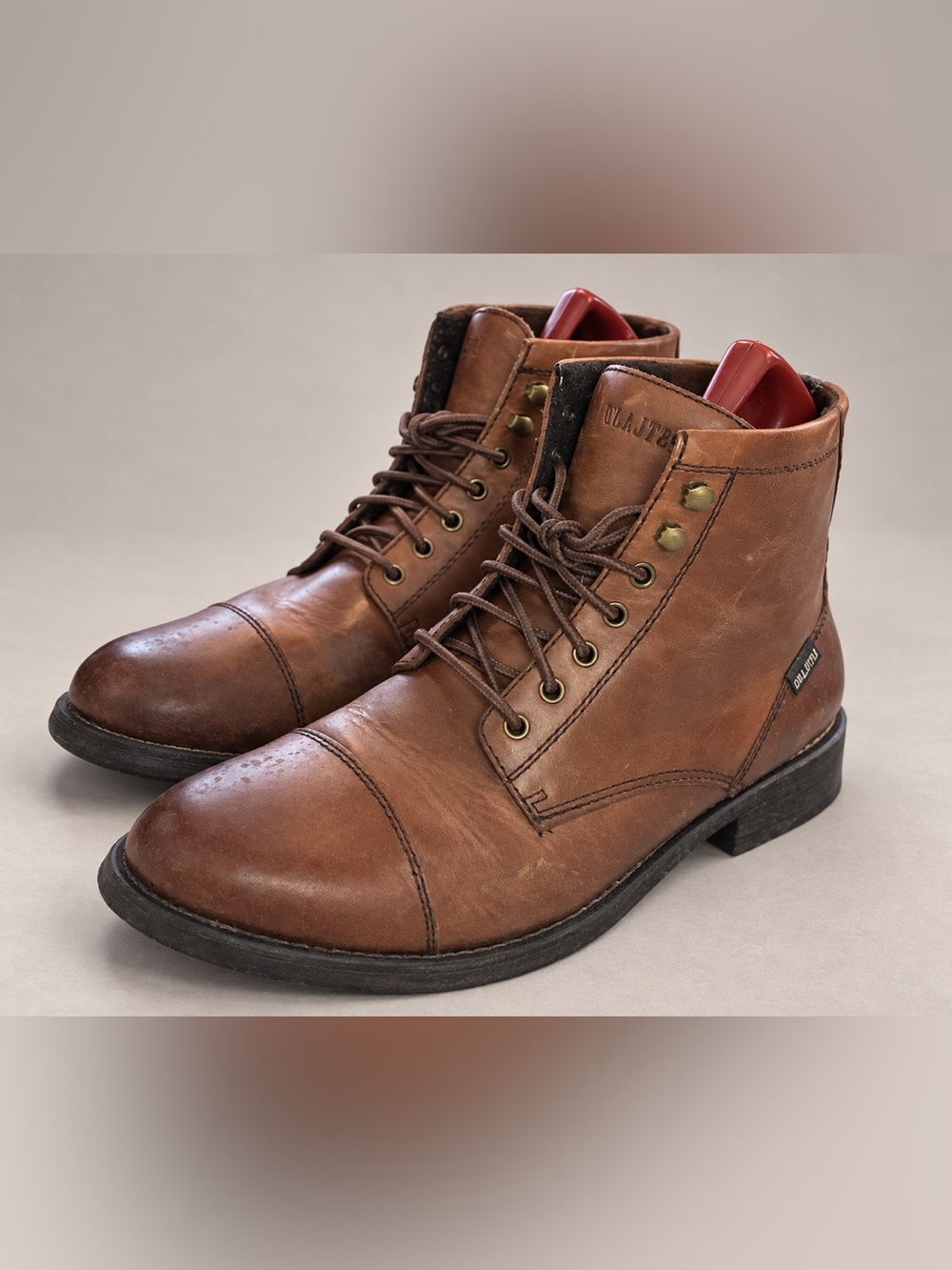 L.L. Bean Mens Brown Leather Cap-Toe Lace-Up Boots